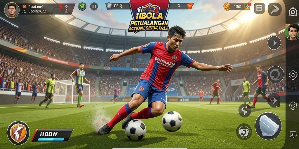 Gameplay menarik dari 11BOLA dengan aksi sepak bola yang intens.