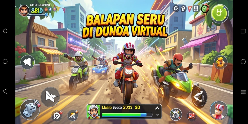 Tampilan gameplay balapan yang mendebarkan di 88ID.