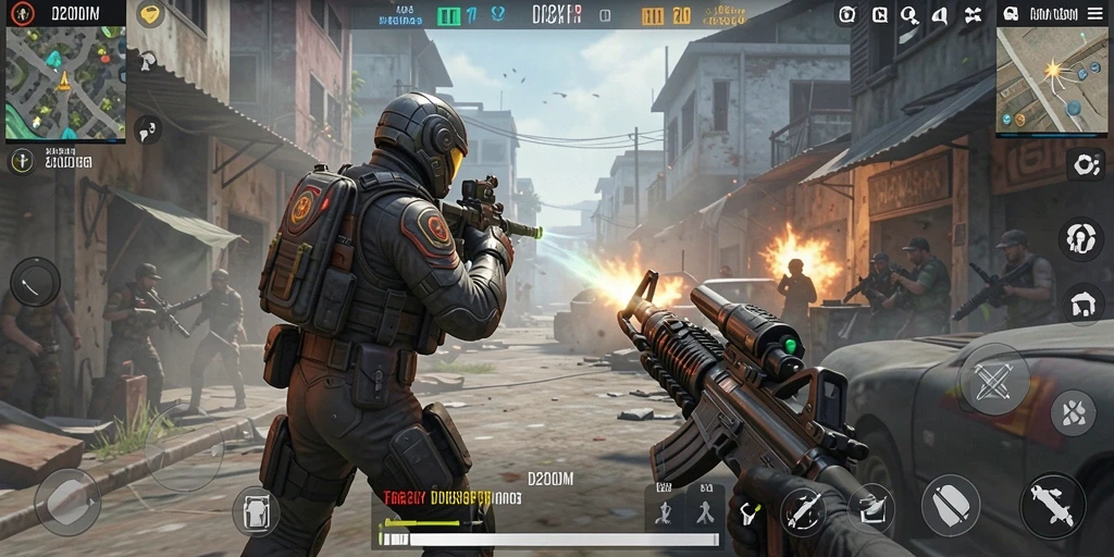 Tampilan gameplay D200M yang menegangkan saat pertempuran berskala besar.