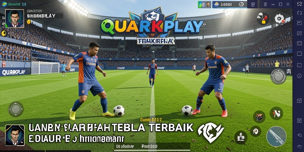 Tampilan gameplay <strong>QUARKPLAY</strong> yang mendebarkan dengan aksi sepak bola nyata.