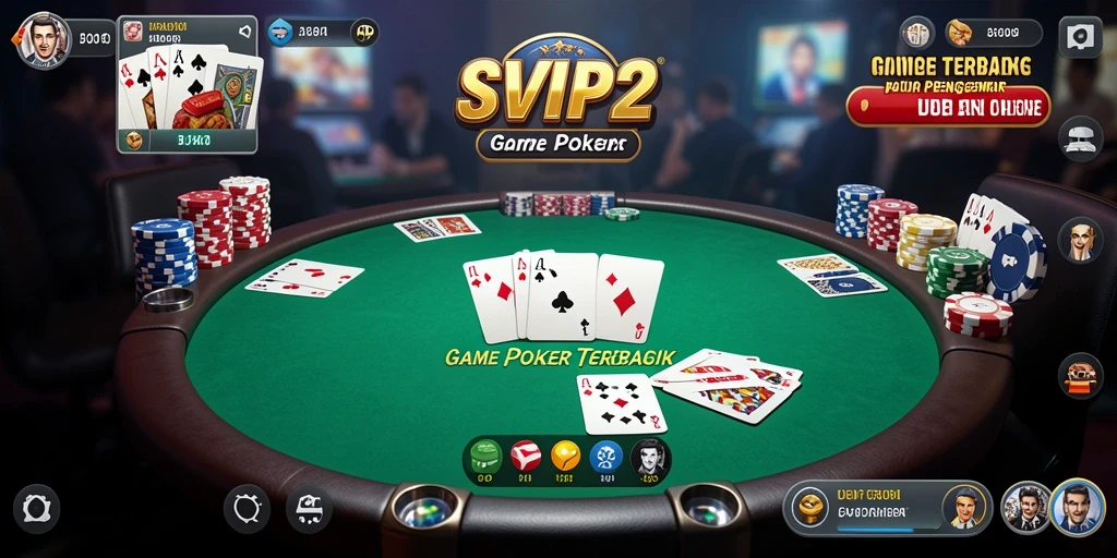 Screenshot gameplay SVIP2 menampilkan aksi Poker yang menegangkan.